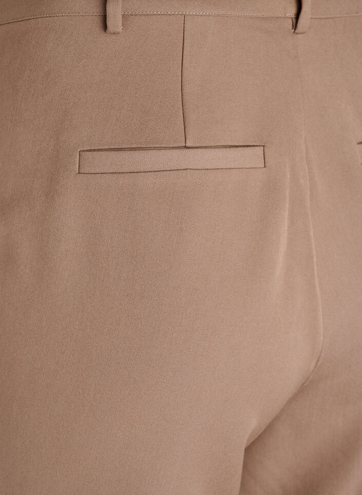 Habitbukser med høj talje og lige ben, Brun, Packshot image number 3