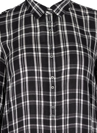 Lang ternet skjorte i viskose, Black/White CH, Packshot image number 2
