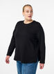 Jerseybluse med rund hals, Sort, Model image number 0