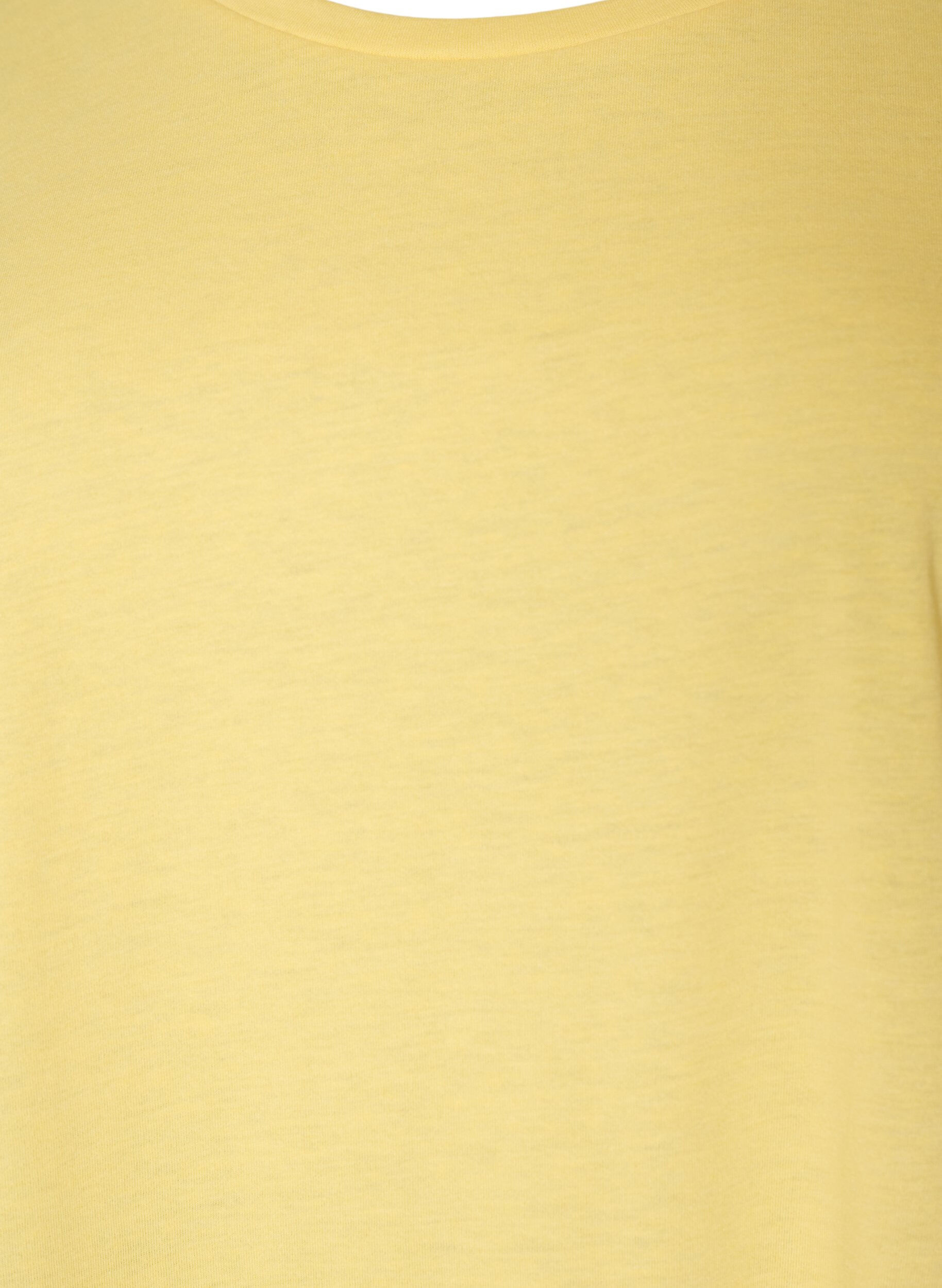 ZizziKort&aelig;rmet T-shirt i bomuldsblanding, Gul, Packshot image number 2