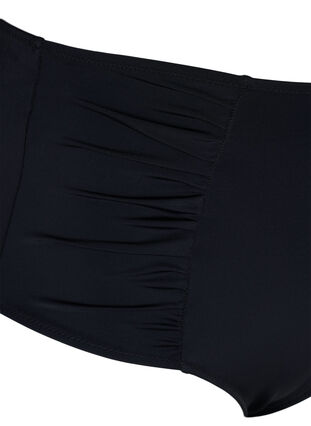 Højtaljet bikini trusse med draperinger, Black, Packshot image number 2
