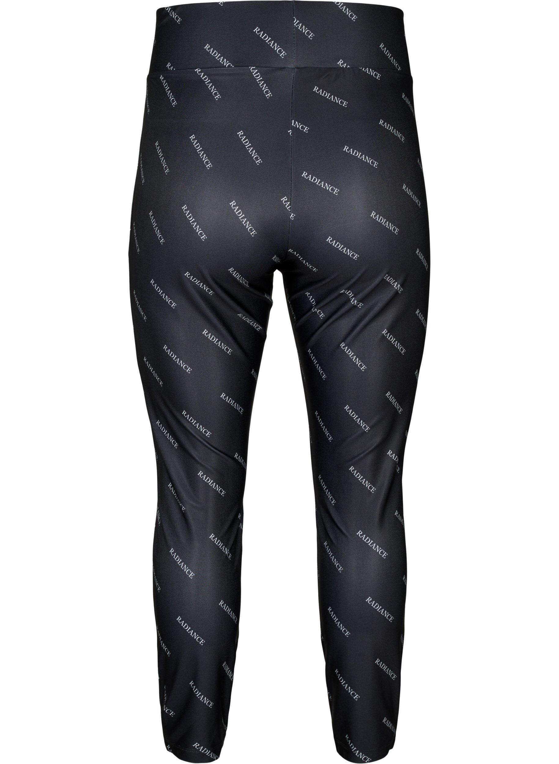 Zizzi Leggings med tekstprint, Black Radiance, Packshot image number 1