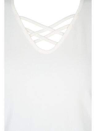 Top med v-hals og krydsdetaljer, Warm Off-white, Packshot image number 2