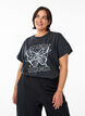 T-shirt i økologisk bomuld med rhinsten og sommerfugl, Grå, Model image number 0