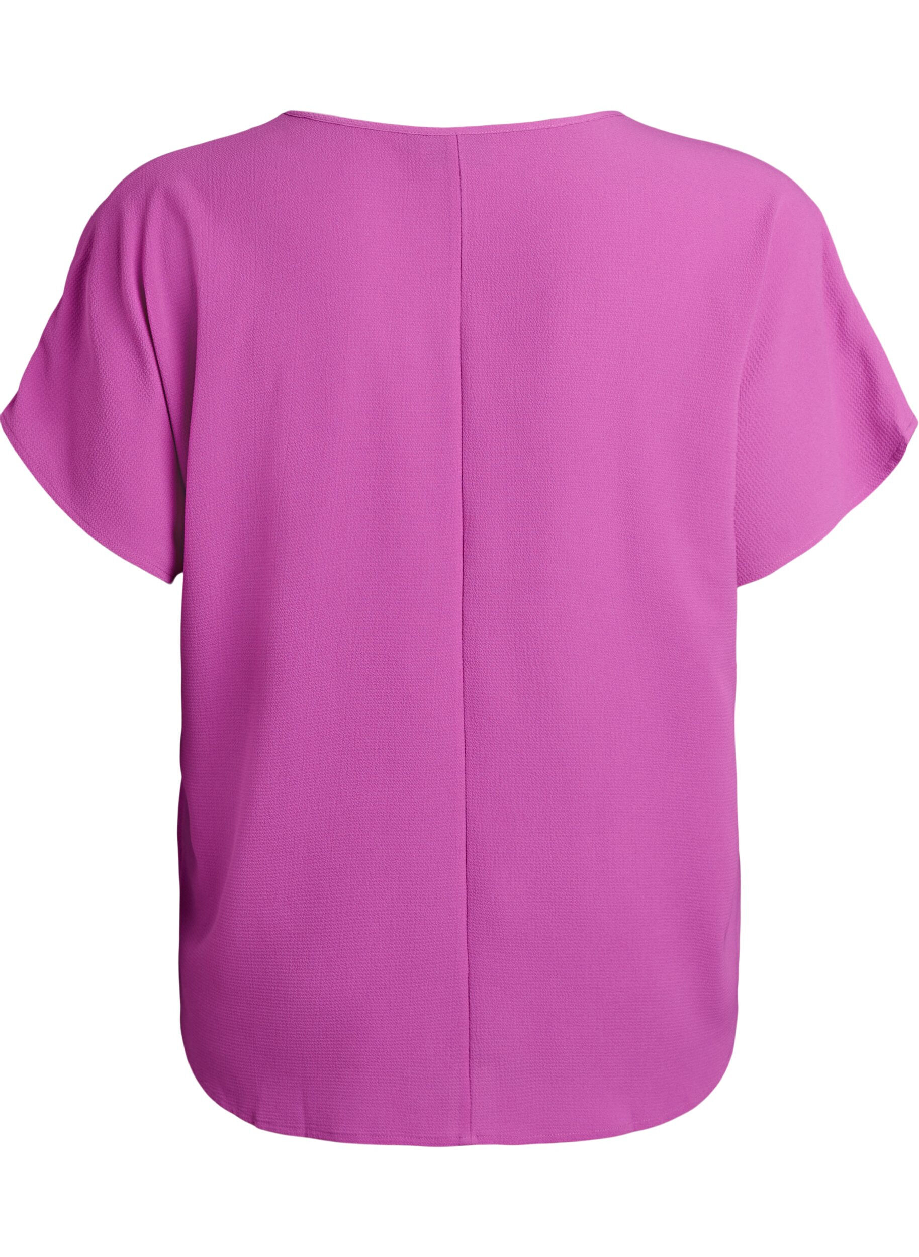 ZizziBluse med korte &aelig;rmer og rund halsudsk&aelig;ring , Lilla, Packshot image number 1