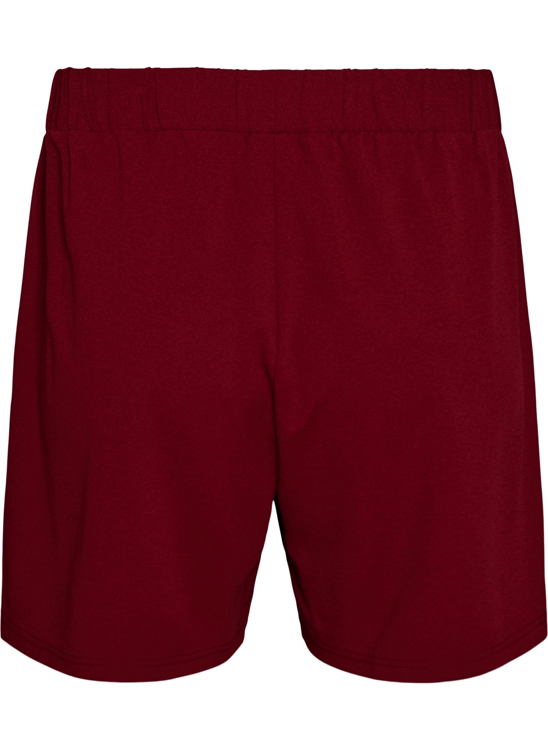 Zizzi L&oslash;se shorts med lommer, M&oslash;rk Bordeaux, Packshot image number 1