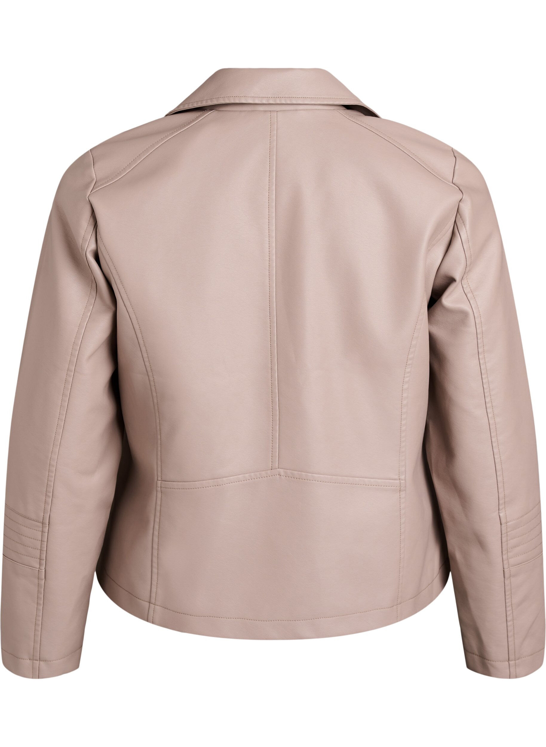 ZizziBikerjakke i imiteret l&aelig;der , Beige, Packshot image number 1