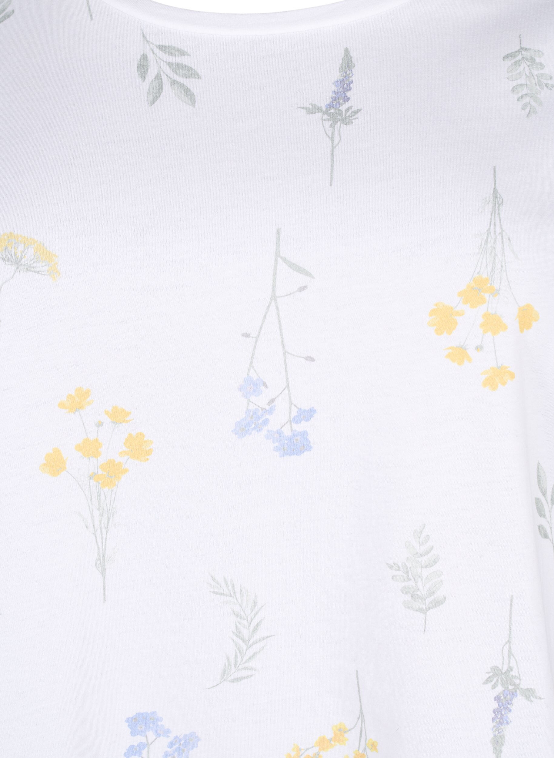 Zizzi T-shirt i &oslash;kologisk bomuld med blomsterprint, Bright W. AOP, Packshot image number 2