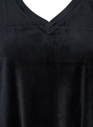 Velour kjole med lange pufærmer, Black, Packshot image number 2