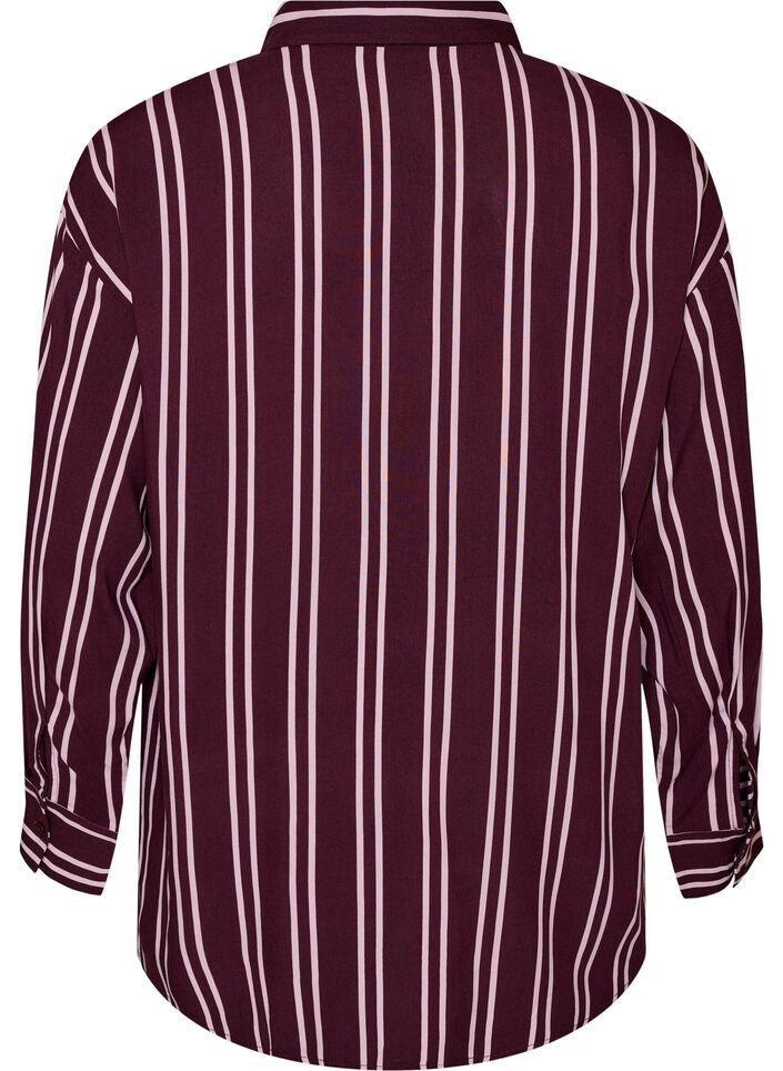Natskjorte med striber, M&oslash;rk Bordeaux, Packshot image number 1