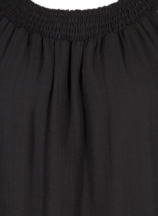 Kortærmet bluse med smock og let struktur, Black, Packshot image number 2