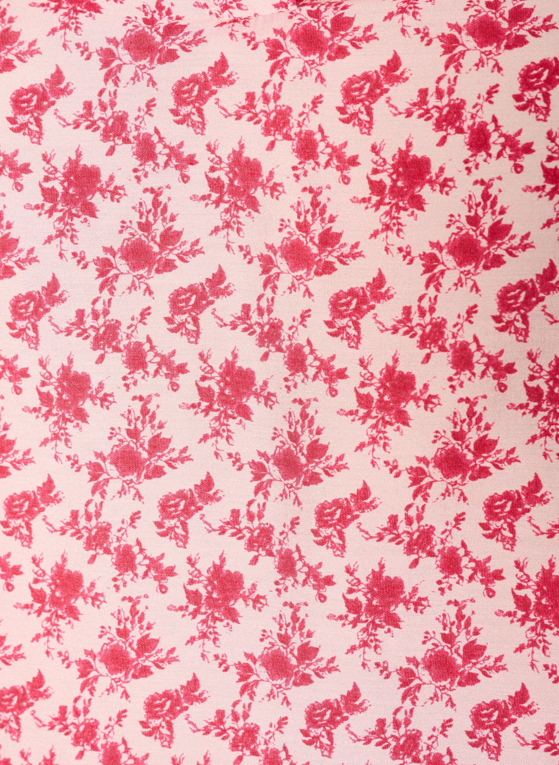 ZizziBlomstret viskosebluse med ballon&aelig;rmer, R&oslash;d, Packshot image number 2