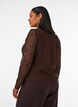 Meshbluse med blomster og pailletter, Brun, Model image number 2