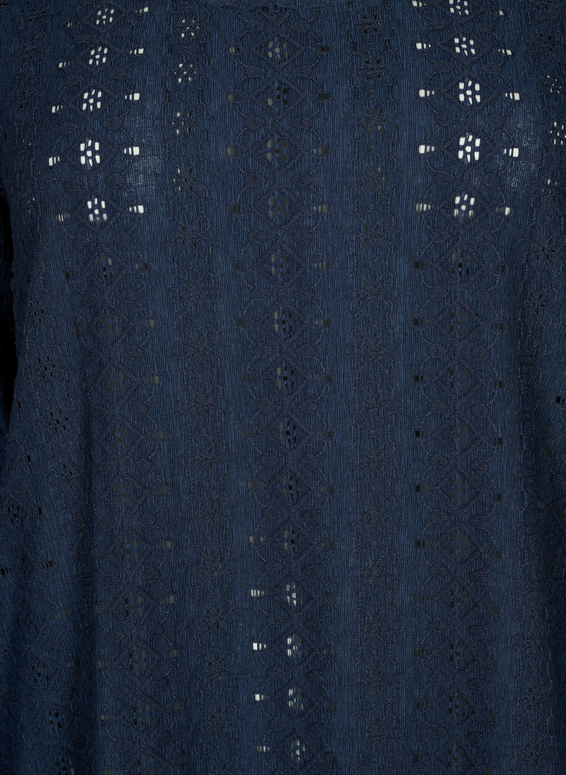 Zizzi Bluse med broderi anglaise og 7/8 &aelig;rmer, Navy Blazer, Packshot image number 2