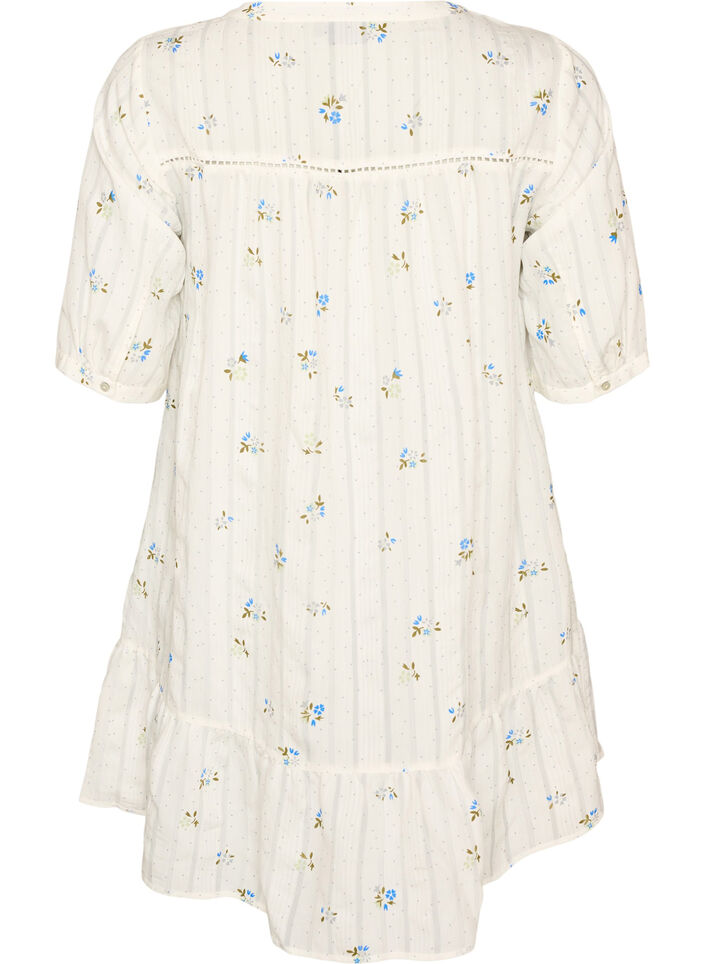 Kort viskosekjole med blondeb&aring;nd og a-snit, Vanilla, Packshot image number 1