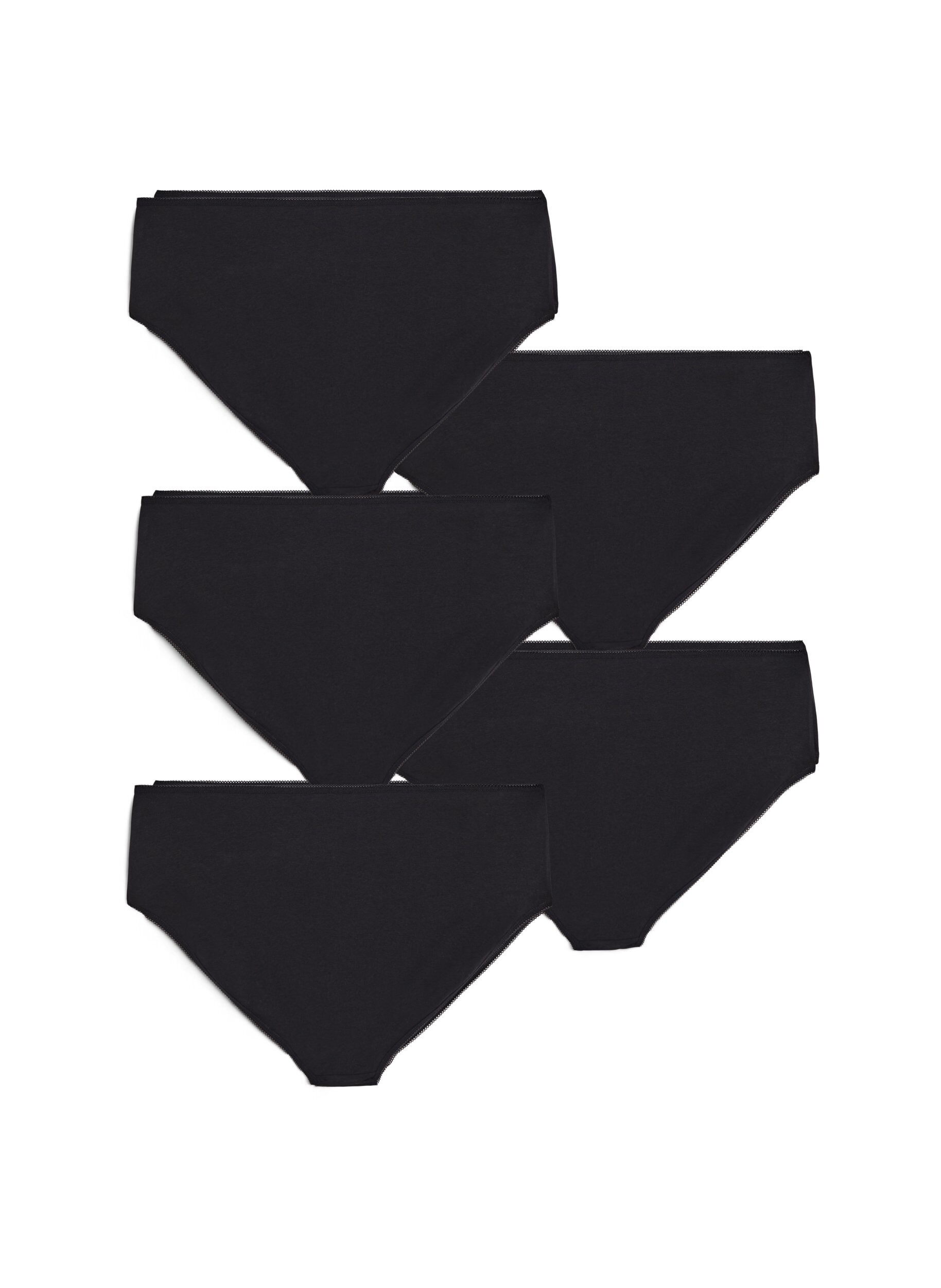 Zizzi5-pak bomulds trusse med regul&aelig;r talje, Sort, Packshot image number 1