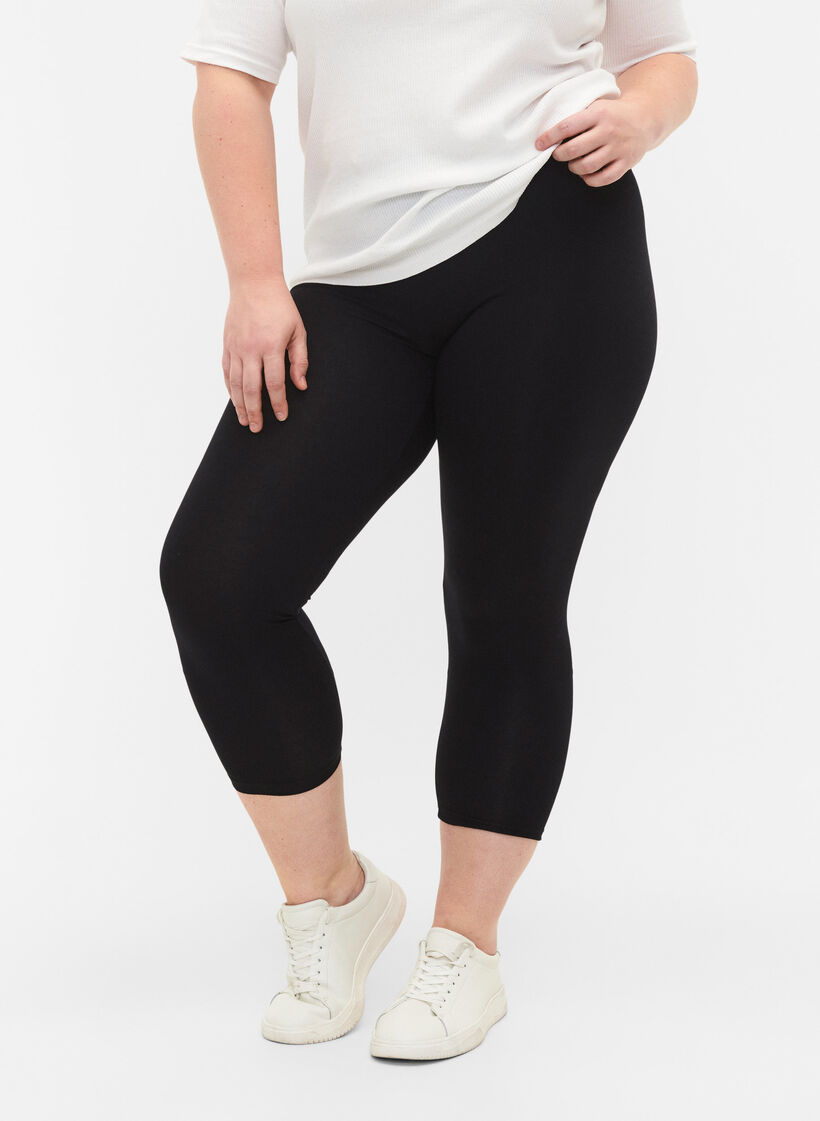 Basis 3/4 leggings i viskose, Sort, Model image number 0
