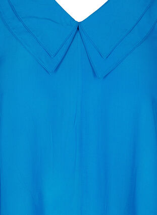 Viskose tunika med v-udskæring og krave, Princess Blue, Packshot image number 2