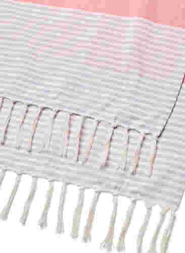 Stribet hammam håndklæde med frynser, Pastel Lilac Comb, Packshot image number 3