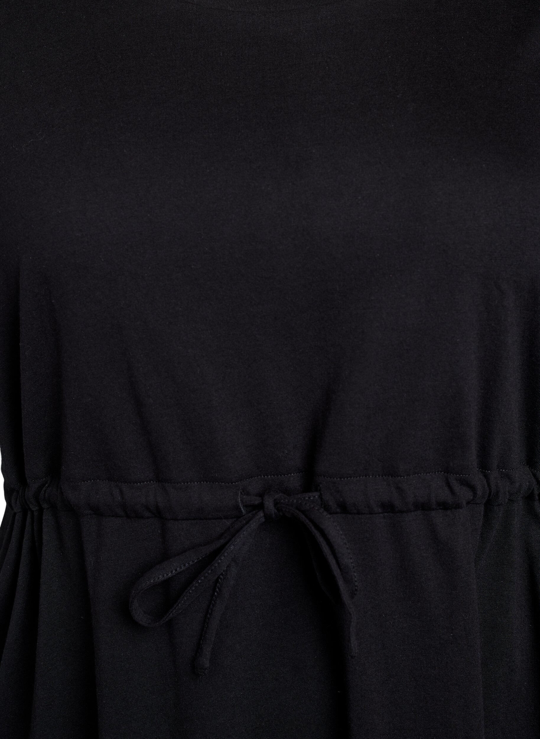 Zizzi FLASH - Kort T-shirt kjole med bindeb&aring;nd, Sort, Packshot image number 2