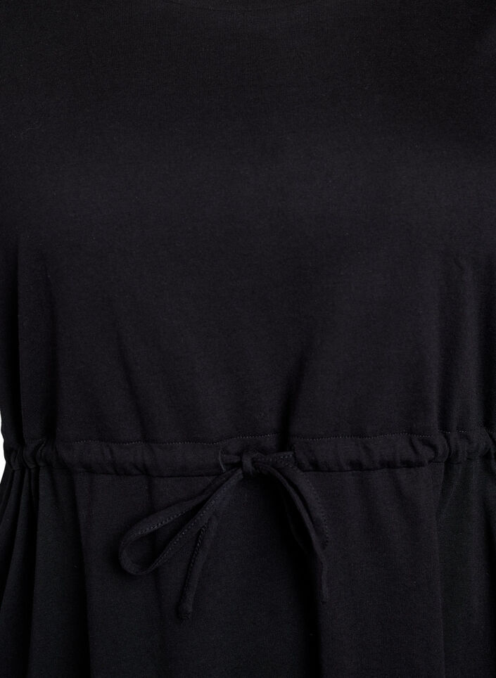 FLASH - Kort T-shirt kjole med bindebånd, Sort, Packshot image number 2