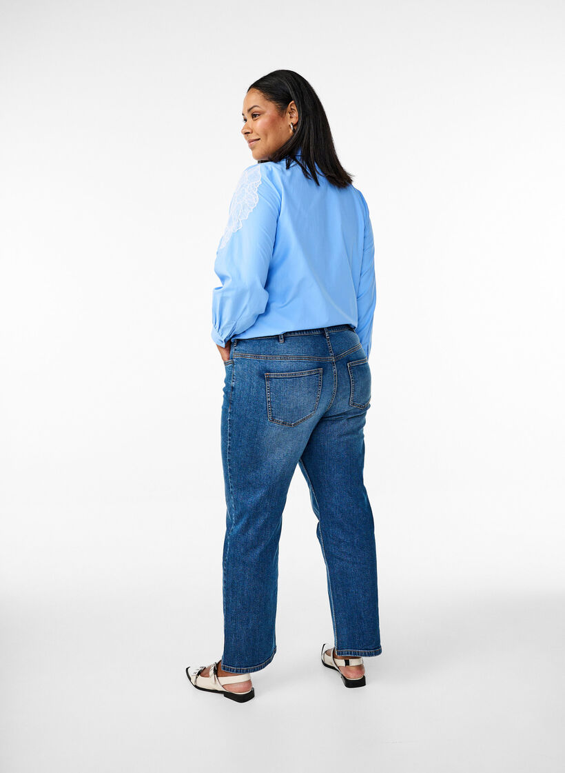 Højtaljede Gemma jeans med regular fit, Blå, Model image number 1