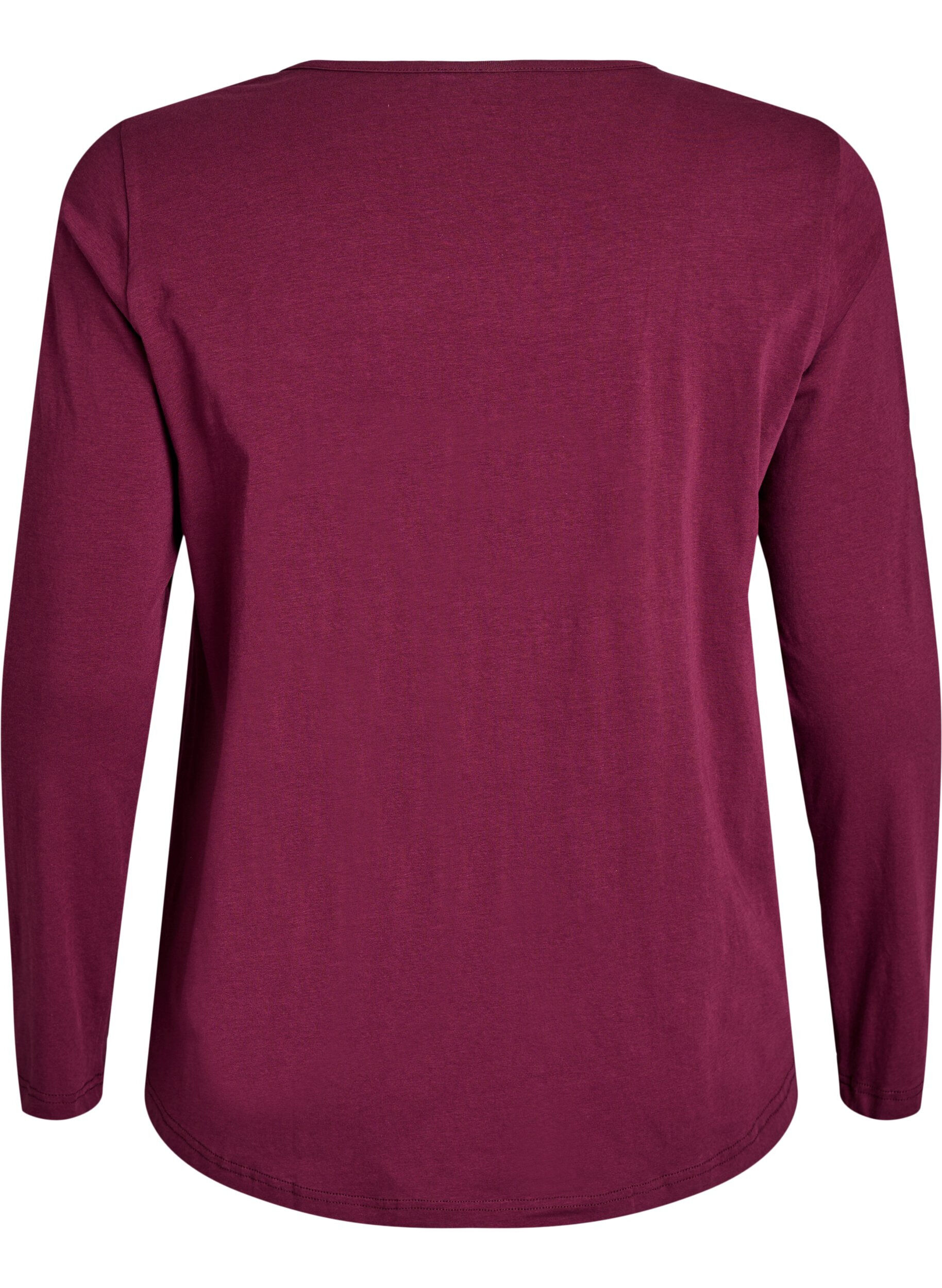 ZizziNatbluse i bomuld med frontmotiv, R&oslash;d, Packshot image number 1