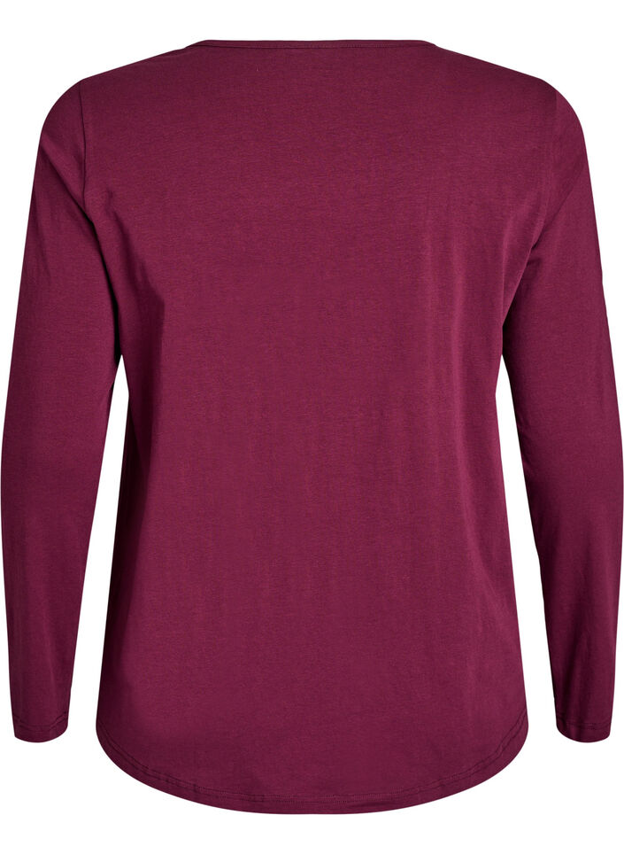 Natbluse i bomuld med frontmotiv, R&oslash;d, Packshot image number 1