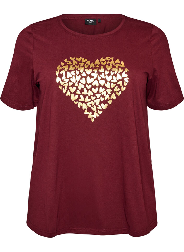 T-shirt med motiv, R&oslash;d, Packshot image number 0