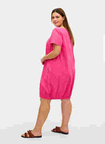 Kortærmet kjole i bomuld, Beetroot Purple, Model image number 1