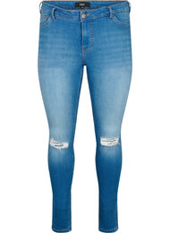 Super slim Sanna jeans med slid, Blue denim