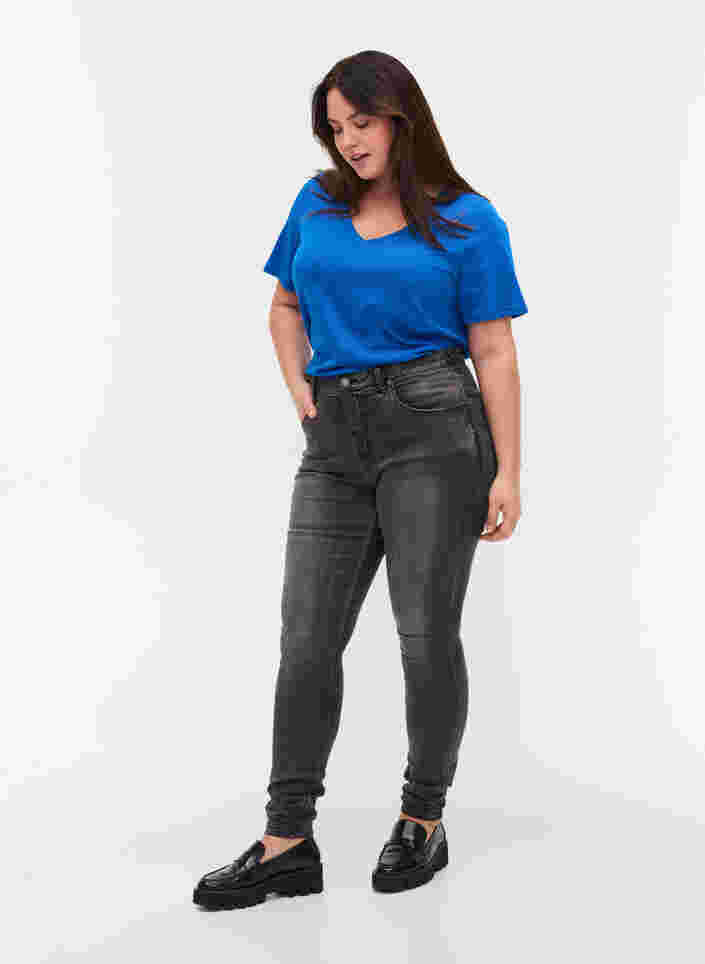 Super slim Amy jeans med høj talje, Dk Grey Denim, Model