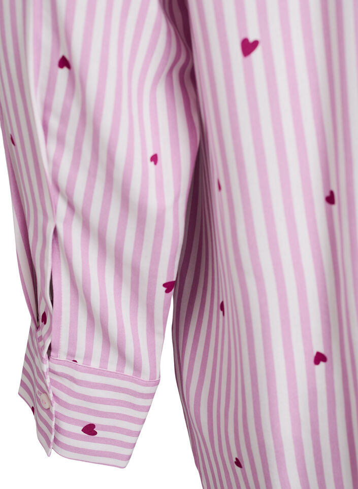 Natskjorte med striber og hjerter, Lyser&oslash;d, Packshot image number 3