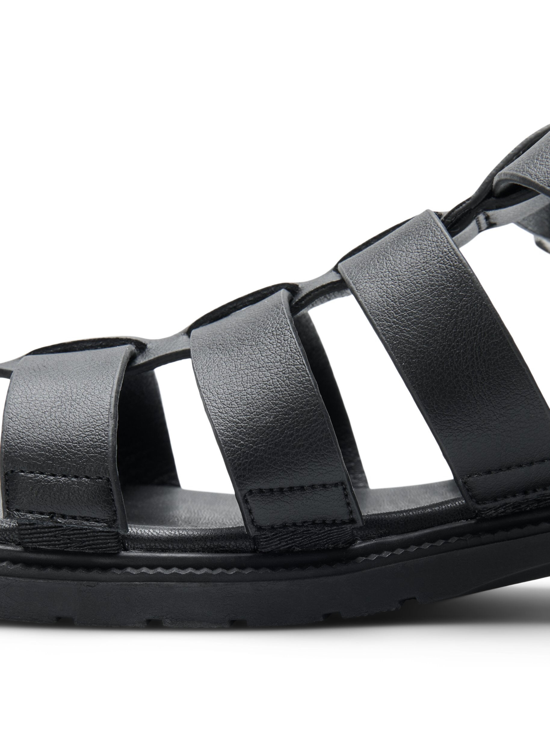 Zizzi Wide fit - L&aelig;der sandal, Sort, Model image number 0