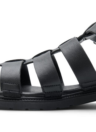 Wide fit læder sandal, Black, Model image number 0