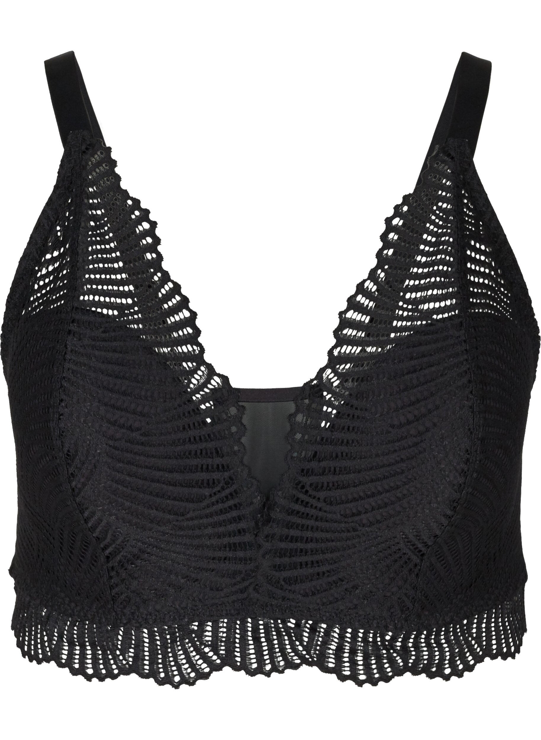 Zizzi Blonde bralette med bl&oslash;d vattering, Black, Packshot image number 0