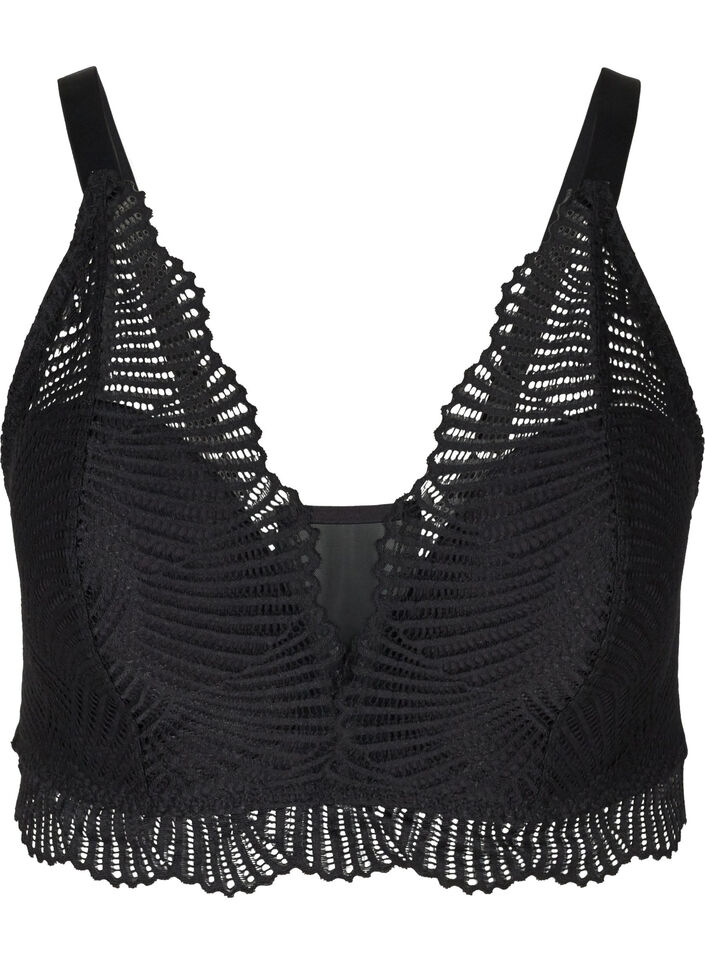 Blonde bralette med bl&oslash;d vattering, Black, Packshot image number 0