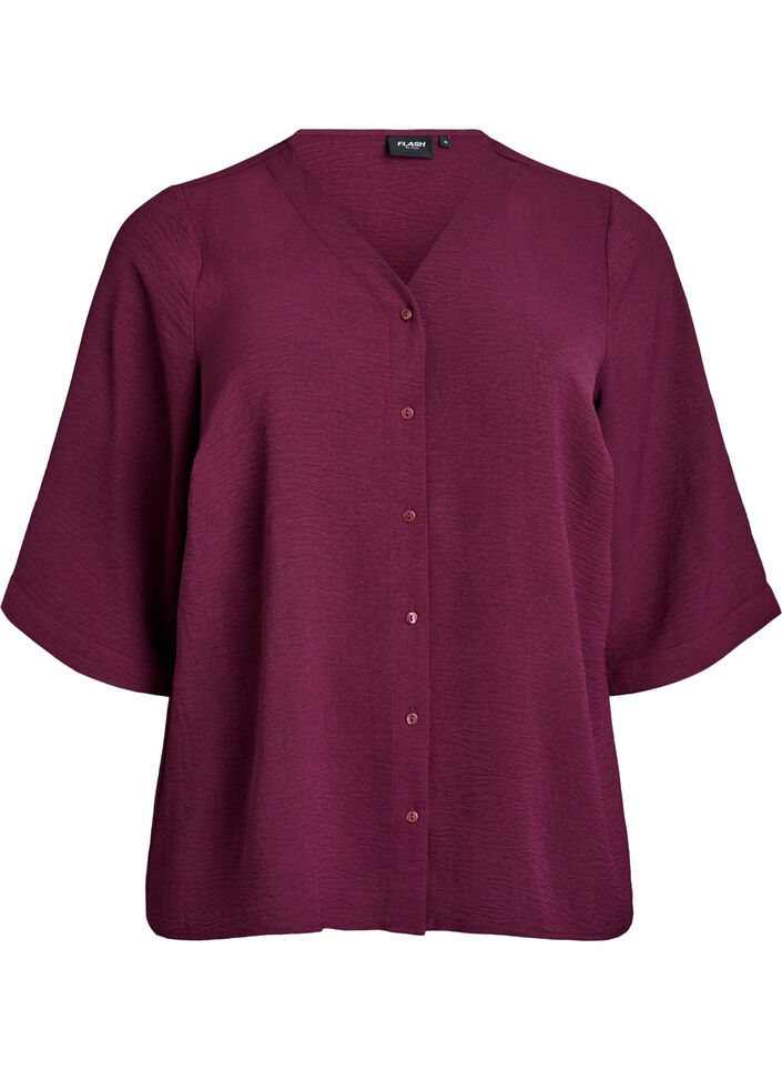 OxShirt - Skjortebluse med 3/4 ærmer