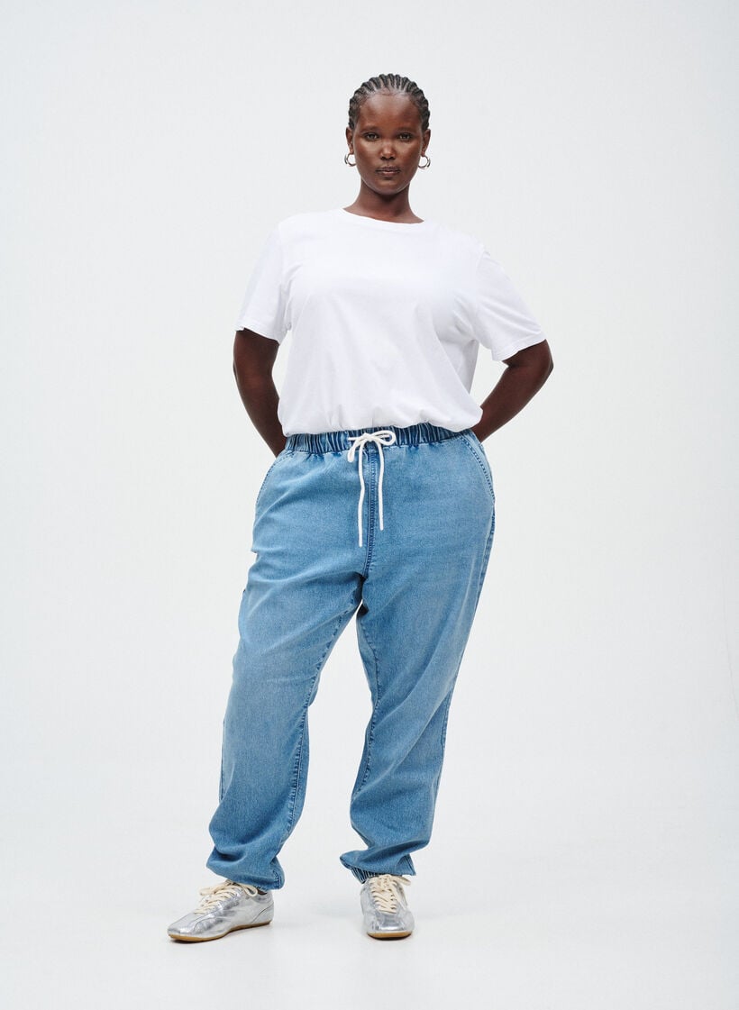 Denimjoggers med lommer, Bl&aring;, Image image number 0