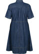 Denim skjortekjole med korte &aelig;rmer , Bl&aring;, Packshot image number 1