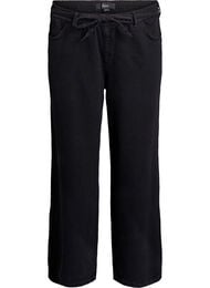 Loose fit jeans med elastisk talje og bindeb&aring;nd, Sort