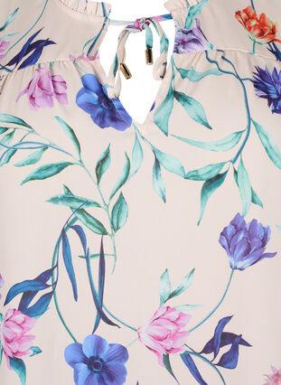 Blomstret top med bindedetalje , Buttercream Blue Fl., Packshot image number 2