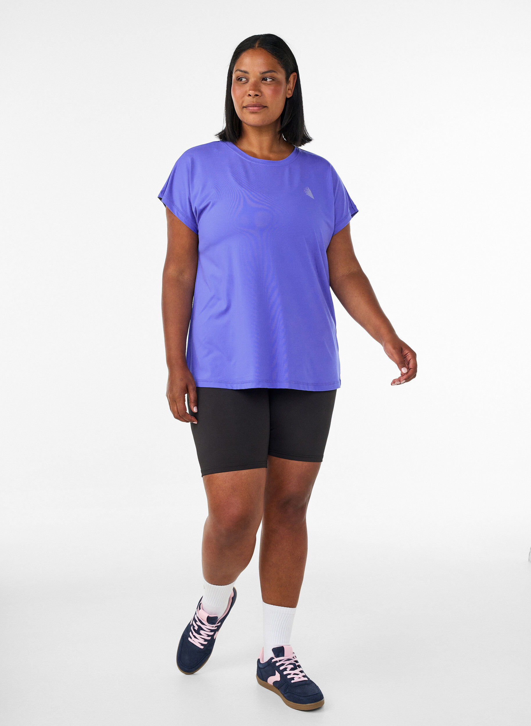 ZizziEnsfarvet tr&aelig;nings t-shirt, Bl&aring;, Model image number 1