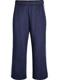 Træningsbukser med høj talje og sporty striber, Blå