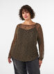 Meshbluse med m&oslash;nster og glimmertr&aring;d, Brun, Model image number 0