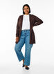 Lang strikcardigan i viskosemix, Brun, Model image number 1