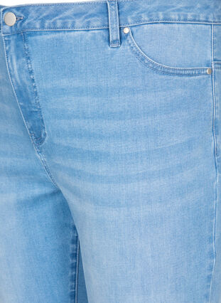 Cropped Emily jeans med broderi , Light blue denim, Packshot image number 2