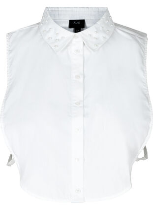 Løs ensfarvet skjortekrave med perler, Bright White, Packshot image number 0