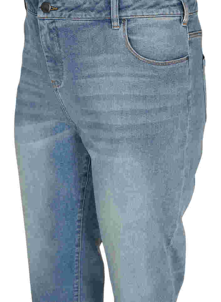 7/8 jeans med rå kanter og høj talje, Light blue denim, Packshot image number 2