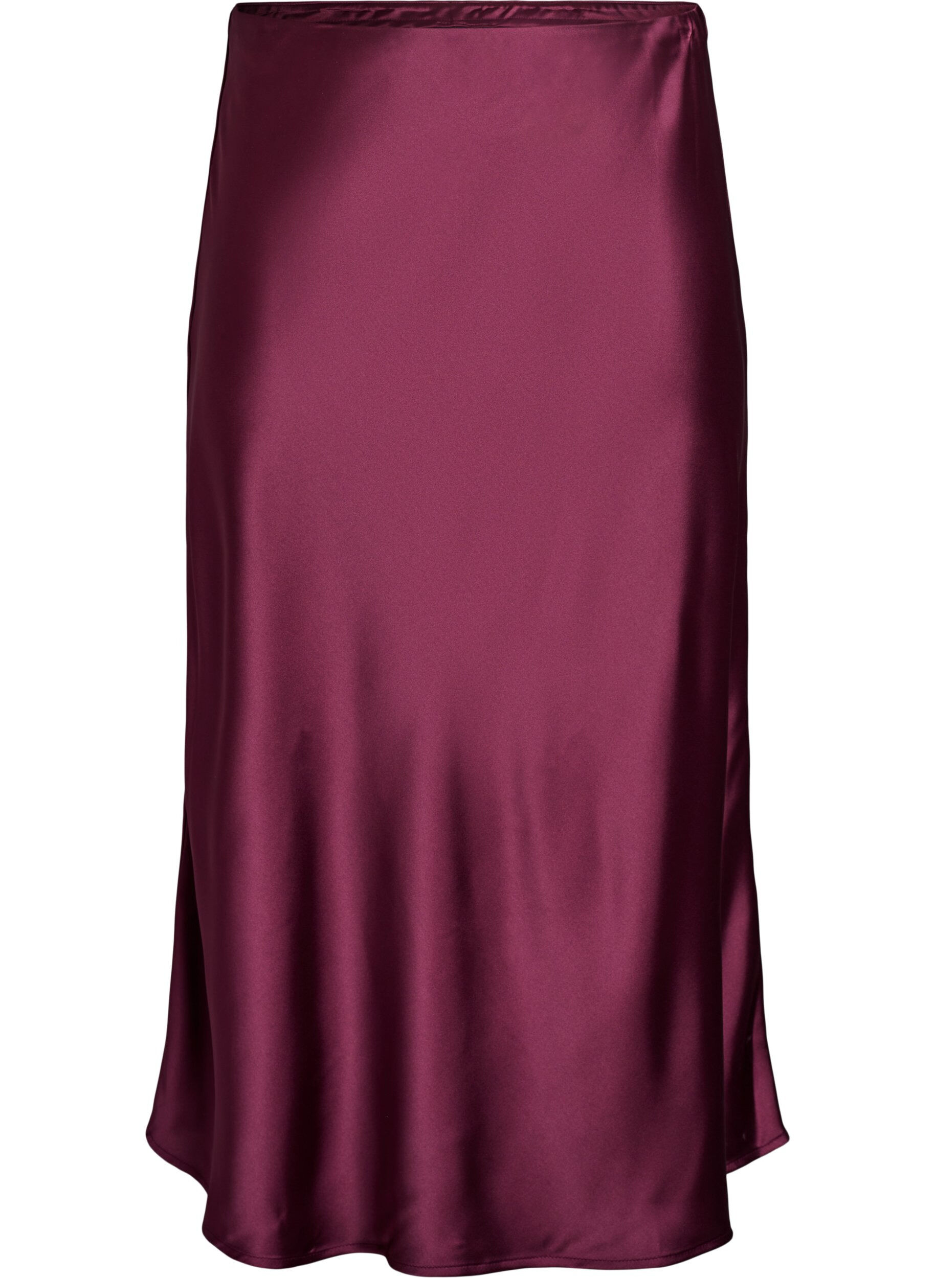 Zizzi Satin midi-nederdel, M&oslash;rk Bordeaux, Packshot image number 0